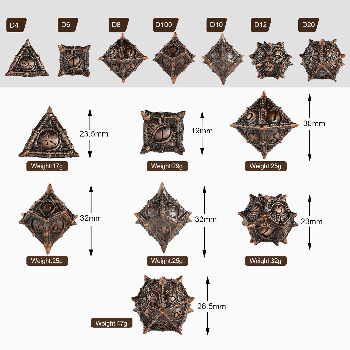 Surpass DND dice Metal dice Dungeons and Dragons dice polyhedral dice Dragon Eye dice Set RPG dice DND Dragon dice Role Playing