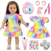 K.T. Fancy 18 Inch Doll Clothes and Accessories - Dress Makeup Set -Included Skirt Backpack Headband Cosmetic Brush Mini Phone Mini Comb Stickers & Shoes