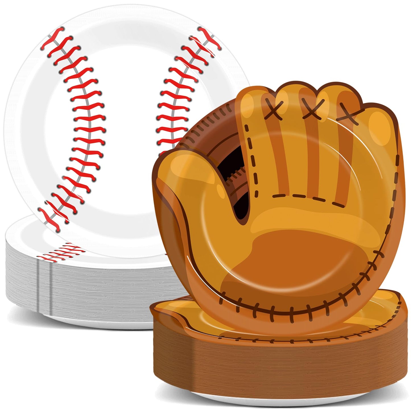 Justforjoyful 100Pcs Baseball Plates Baseball Party Supplies 9inch Sports Themed Birthday Party Plates Disposable Baseball Dinne
