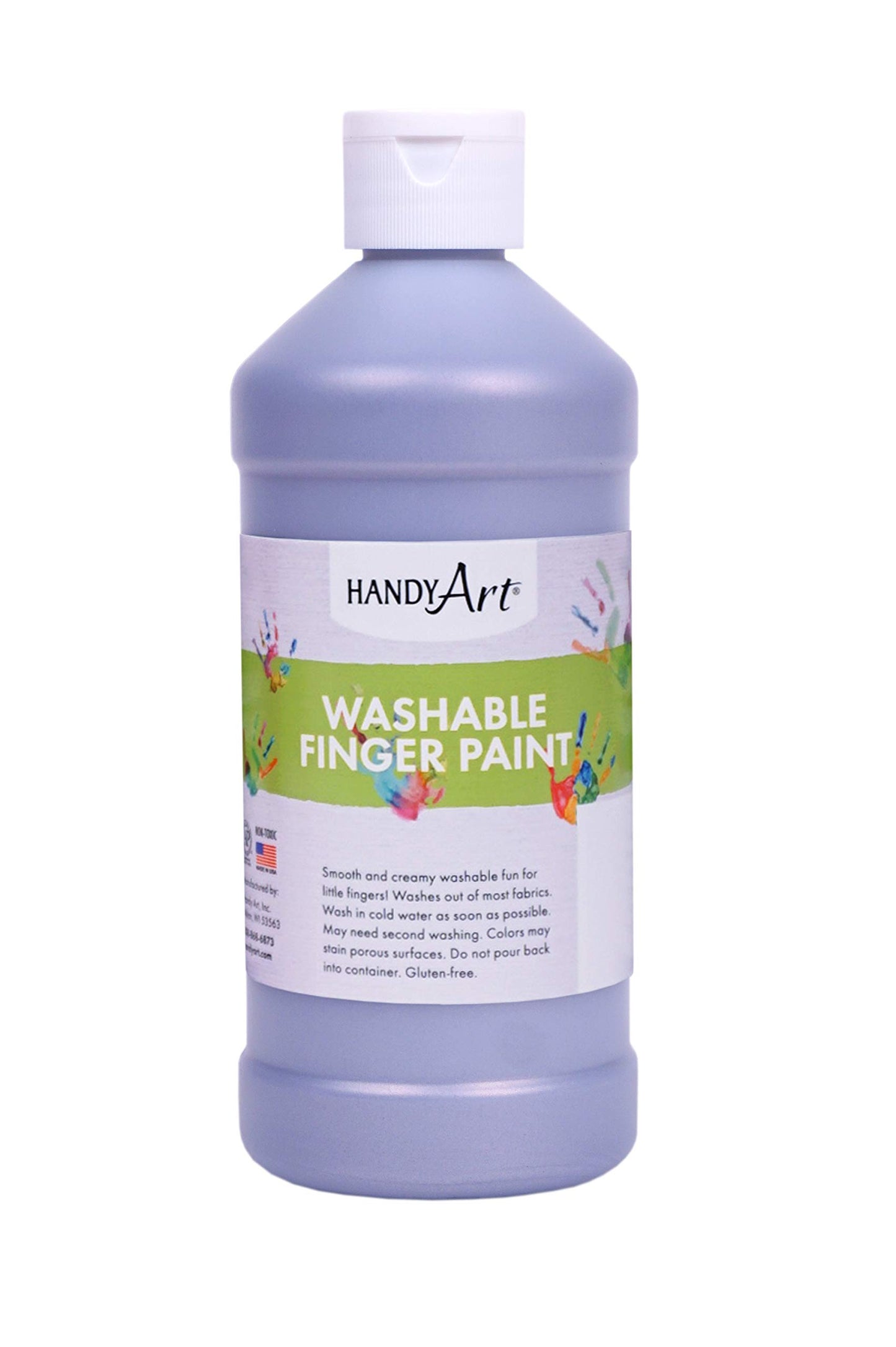 Handy Art Washable Finger Paint 16 ounce, Silver