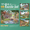 Bits And Pieces – 4-In-1 Multi-Pack 1000 Piece Jigsaw Puzzles For Adults – Village Life By Artist Steve Crisp, Completed Puzzle Size: 20' X 27'