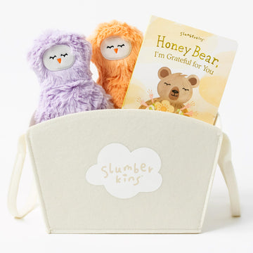Slumberkins Honey Bear, I'M Grateful For You Book + Melon Peep + Violet Peep + Basket - Easter Gift Set, Sel Social Emotional Learning Toys For Boys & Girls