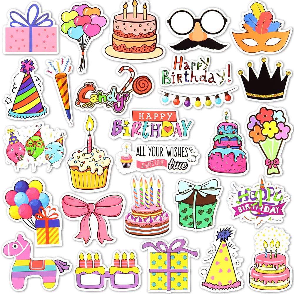 Susihi Birthday Stickers For Kids Classroom For Adults Birthday Stickers For Cards Scrapbooking Vinyl Party Stickers Pack(50 Pcs