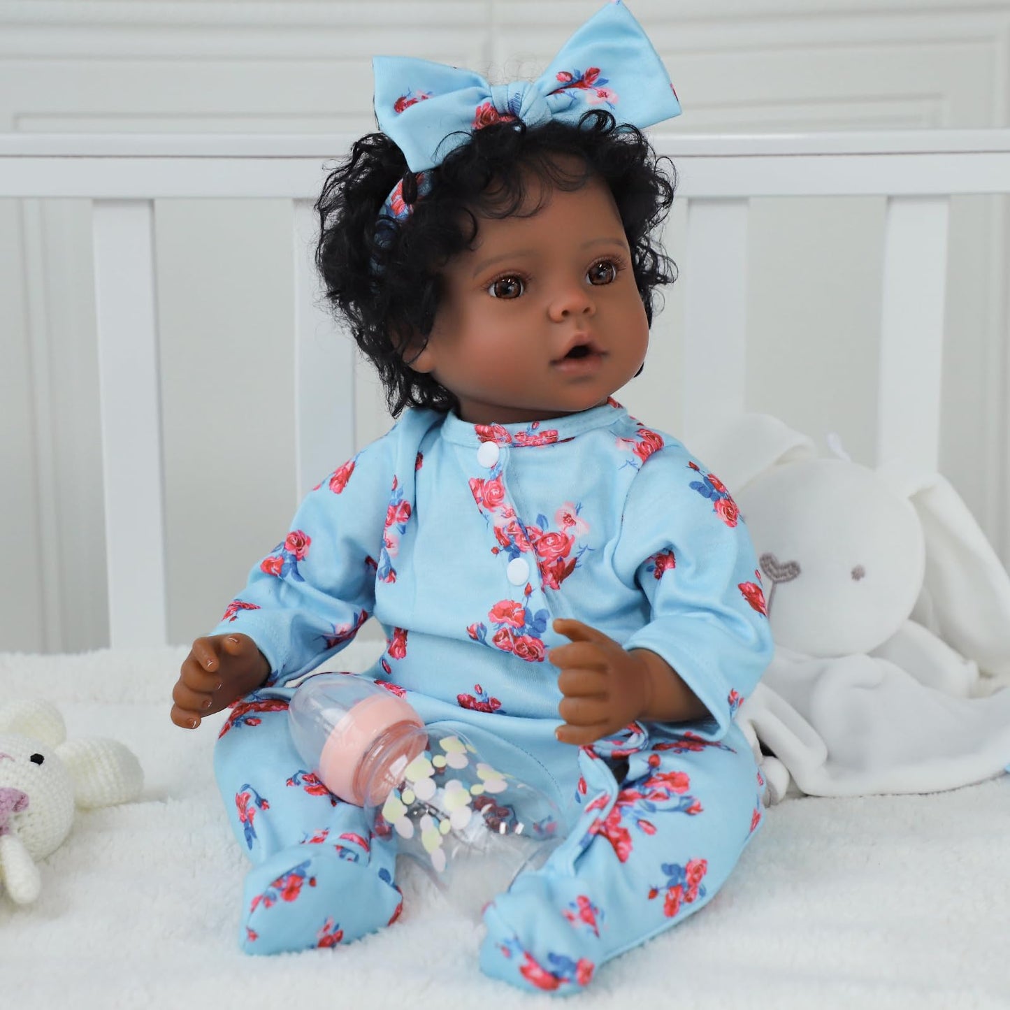 Scom Lifelike Reborn Black Girl - 20 Inch African American Newborn Baby Girl, Real Life Baby Dolls With Weighted Soft Cloth Body