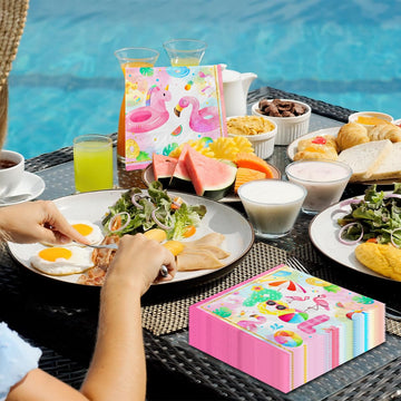 40Pcs Pool Party Napkins Summer Pool Party Supplies Disposable Beach Paper Napkins For Kids Hawaiian Tropical Birthday Swimming