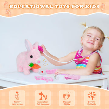 Doctor Kit For Girls -Vet Play Sets For Kids, Pretend Play Doctor Set With Pet Cage And Bunny Toy, Doctor Play Gift For Kids Tod