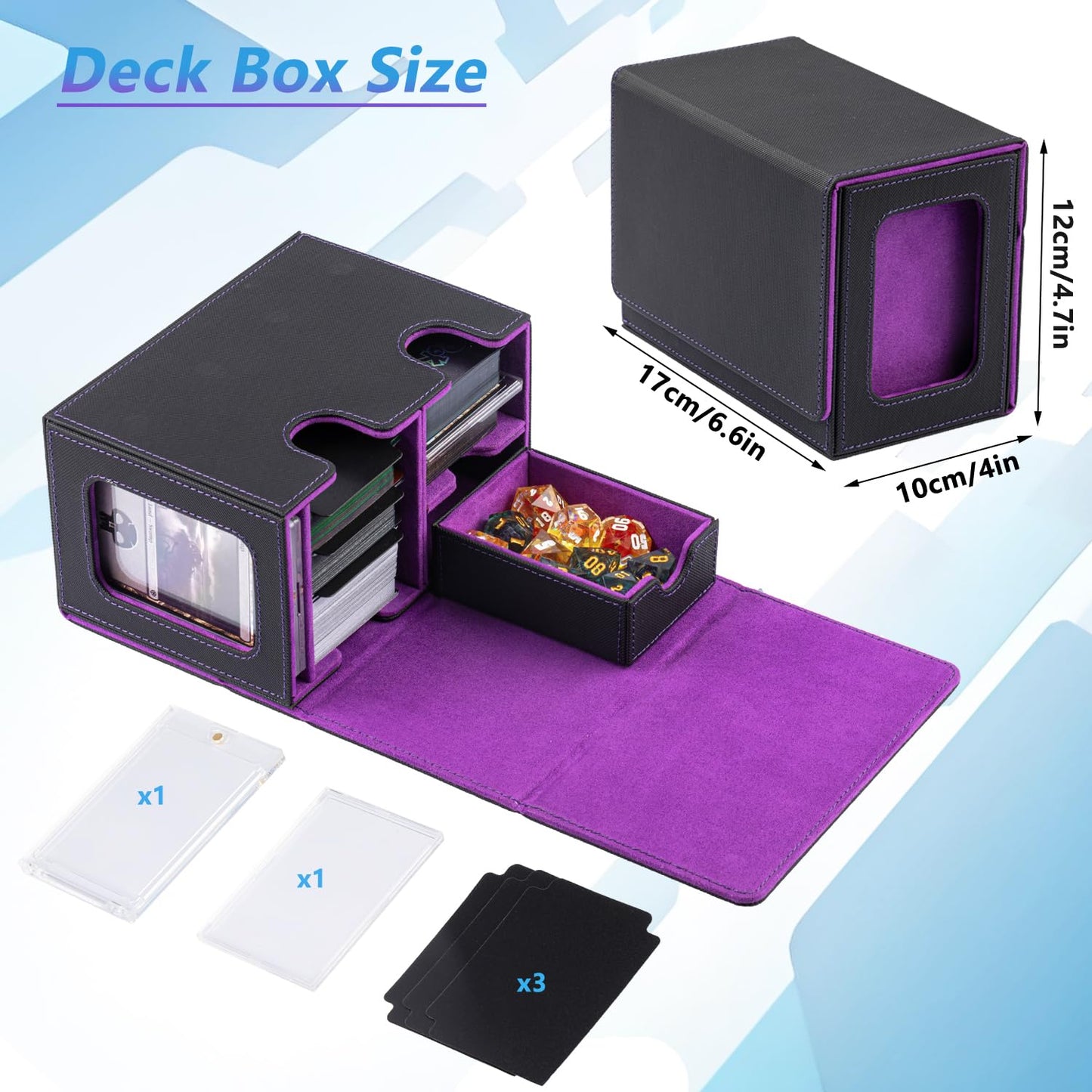 Mtg Deck Box For Commander With Dice Tray,Designed For Mtg Commander Card Deck Box Fits 200+ Double Sleeved Cards,Card Storage B