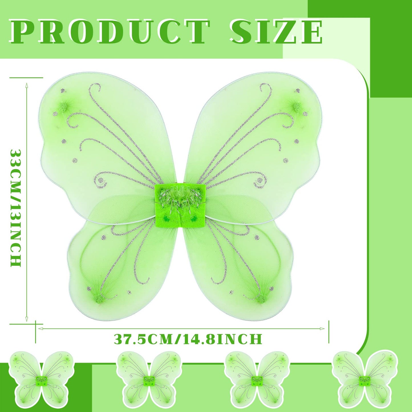 Chivao 10 Pieces Fairy Wings Butterfly Wings Wedding Decoration Costume Birthday Christmas Party Favors For Boys Girls(Light Gre