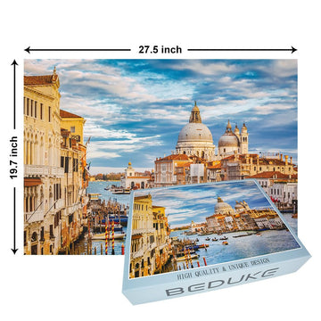 Beduke Jigsaw Puzzles For Adults 1000 Pieces Venice Italy Thick Sturdy Precise Interlocking Age 14+ Family Game 1000 Piece Puzzle