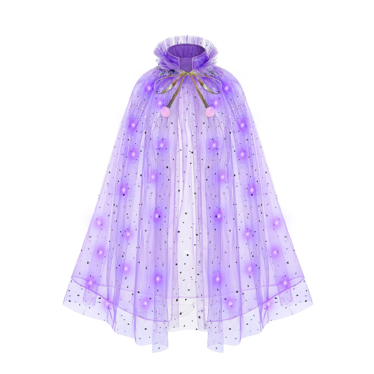 Hsctek Light Up Princess Cape, Purple Princess Dress Up Tulle Cape, Coloful Princess Outfit Costume Accessories Kids Toddlers Girls