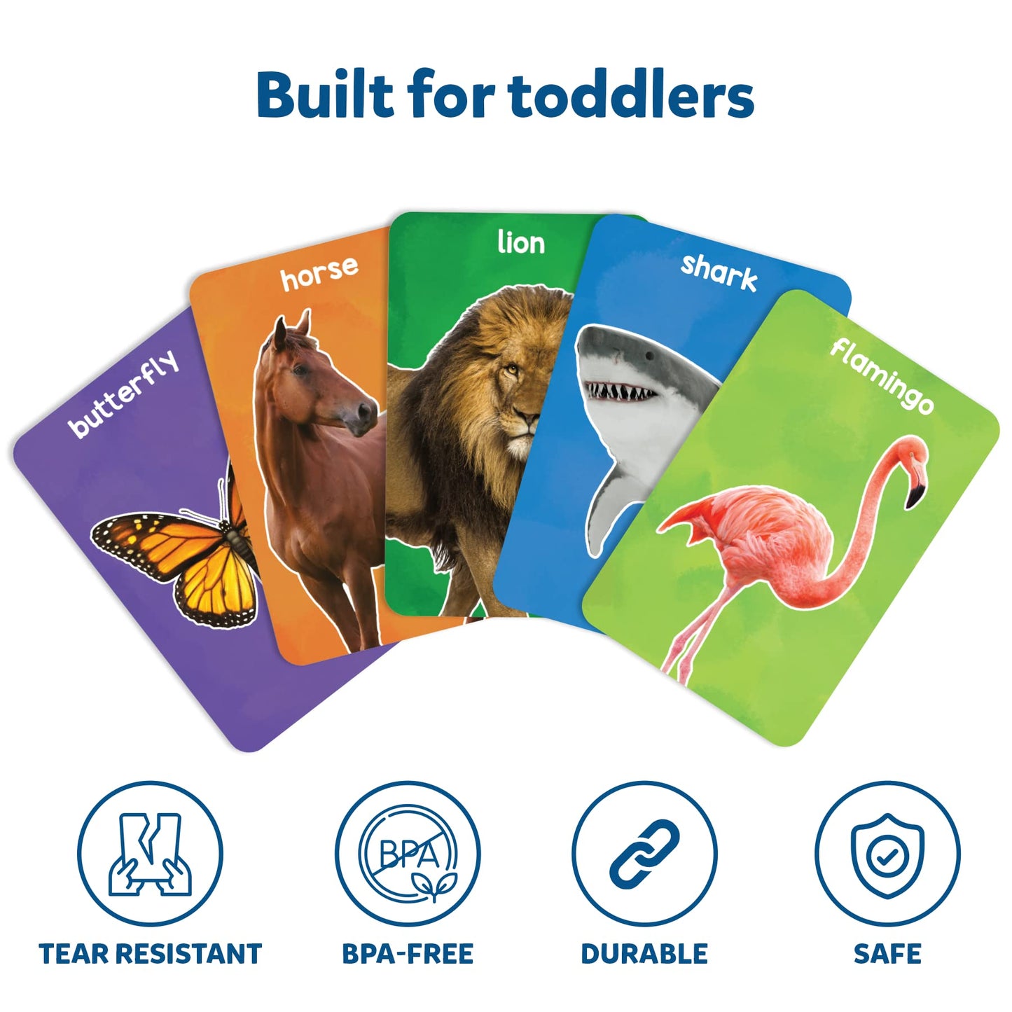 Skillmatics Thick Flash Cards For Toddlers - First 100 Animals, Montessori Toys & Educational Games, Preschool Learning For Kids 1, 2, 3, 4 Years