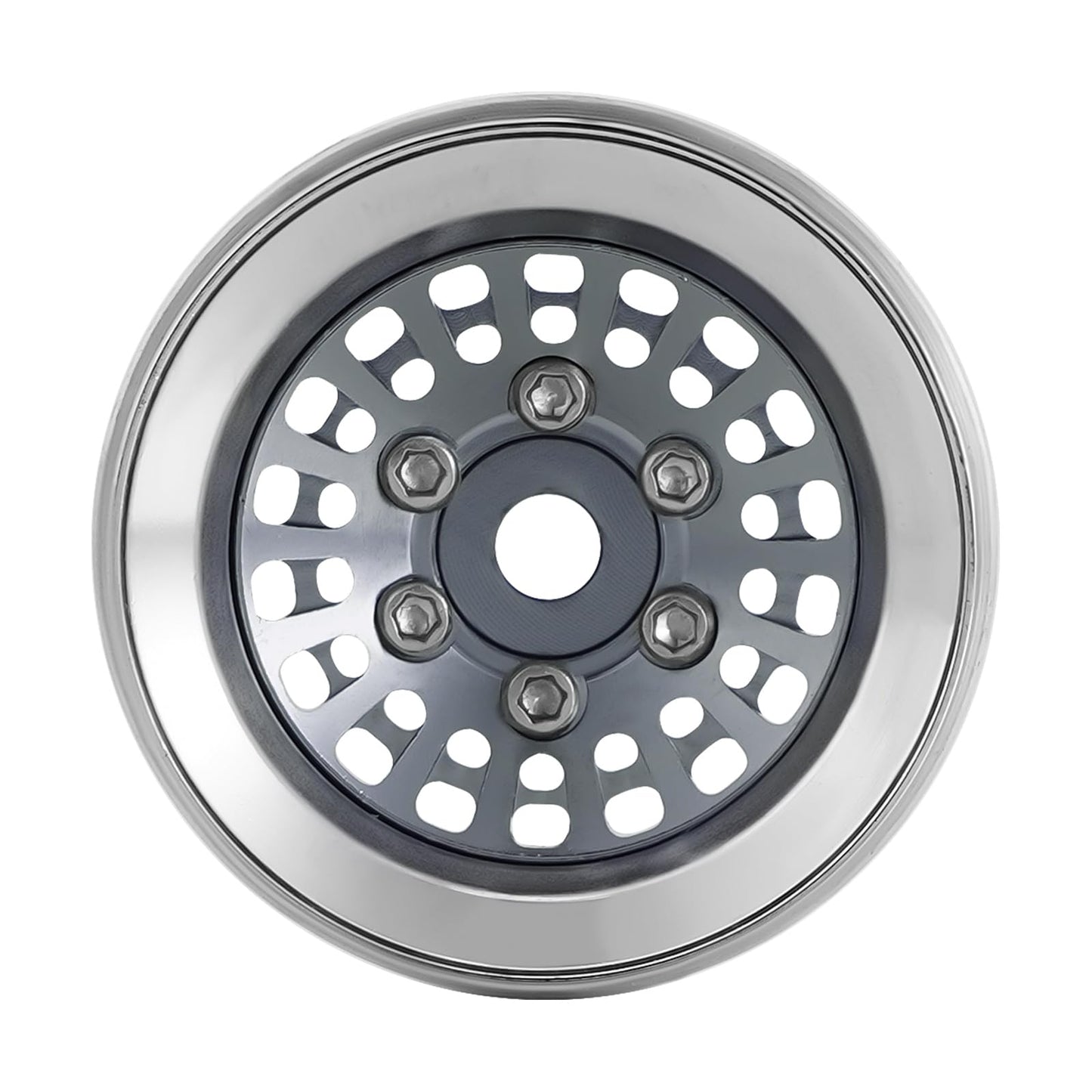 INJORA CNC Aluminium 1.0'' Beadlock Wheel Rim for 1/18 1/24 RC Crawler (Grey)