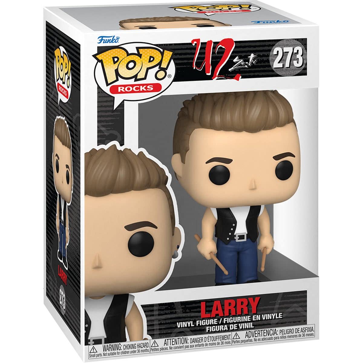 Pop Rocks: U2, Zootv - Larry Mullen Funko Vinyl Figure (Bundled With Compatible Box Protector Case), Multicolored, 3.75 Inches