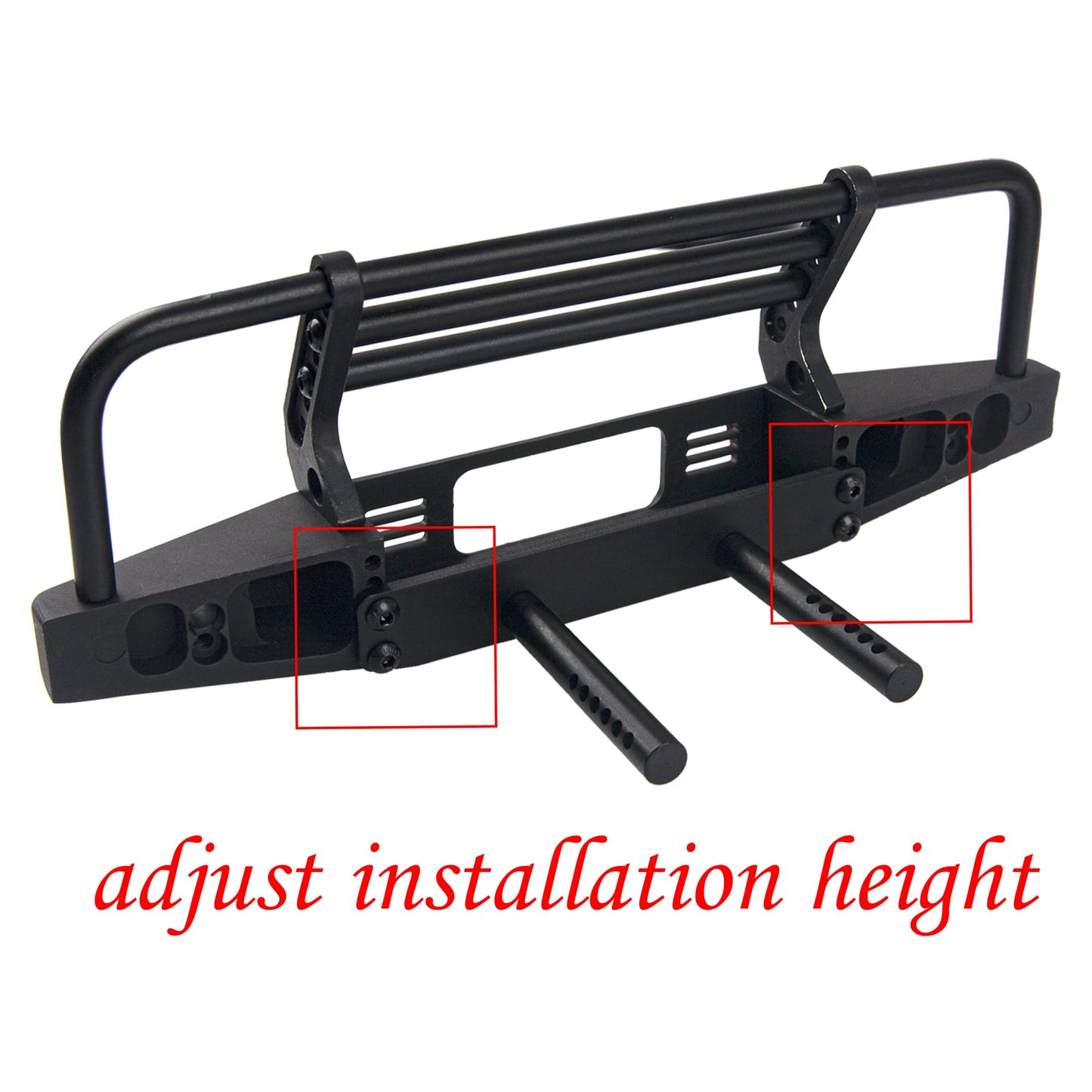 Vgoohobby Aluminum Front Bumper with LED Headlights Tow Hook Compatible with Traxxas TRX-4 TRX4 Axial SCX10 SCX10II 90046 90047