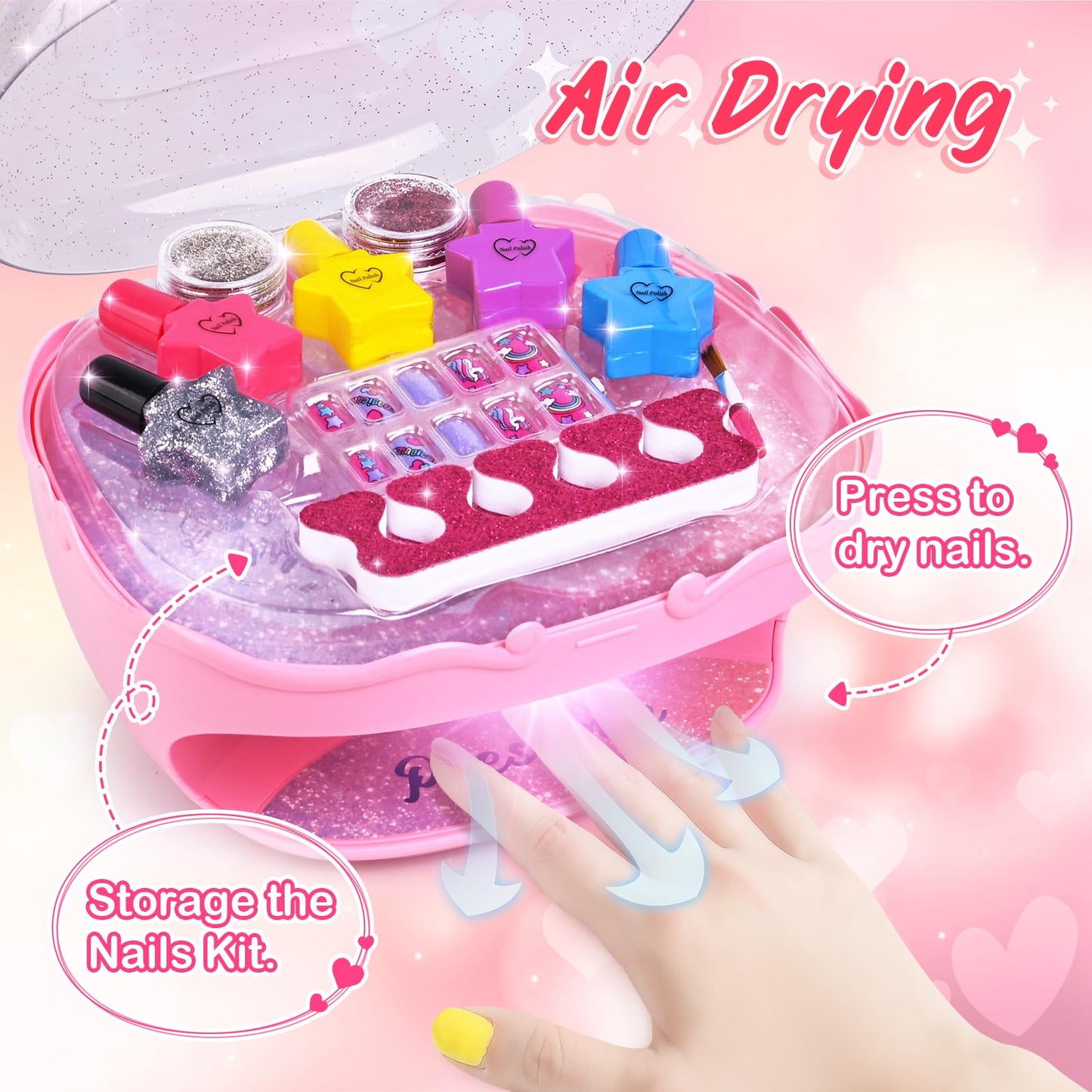 Shemira Nail Polish Kit For Girls Ages 7-12 Years Old, Nail Art Toy For Girls 5 6 7 8 9 10 11 12 Years Old, Nail Art Studio With