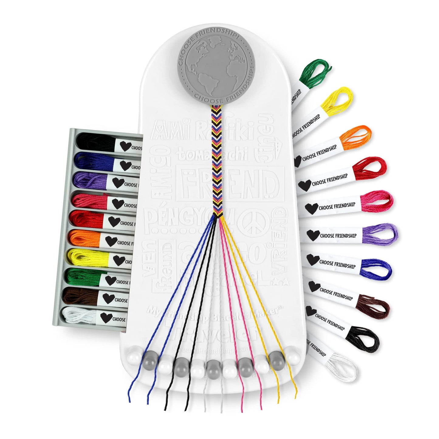 Choose Friendship My Friendship Bracelet Maker, 20 Pre-Cut Threads (Craft Kit/Kids Jewelry Kit) - Neutral