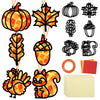 Qyeahkj 36 Set Fall Suncatchers Crafts for Kids DIY Autumn Leaf Pumpkin Acorn Squirrel Window Tissue Paper Craft Kit Hanging Dec