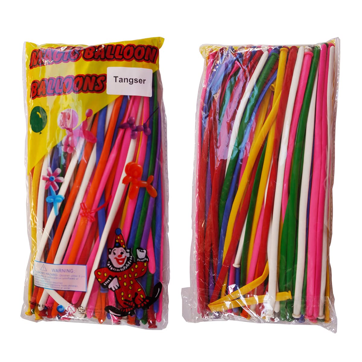 Tangser Assorted 260Q Balloons, Long Skinny Balloon, Twisting Balloon 100 Pcs, Premium Magic Clown Ballon For Animal, Garland, W
