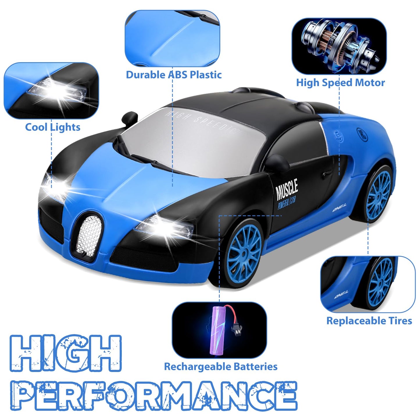 YUAN PLAN RC Drift Car, Mini Drift RC Cars 1:24 RC Car 4WD Drift Racing Car 2.4GHz Remote Control Cars with Headlight for Kids E