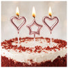Wanna Party Rose Pink Heart & Star Shaped Stick Candles, Candles For Birthday Decoration, Cake Decoration Supplies For Wedding B