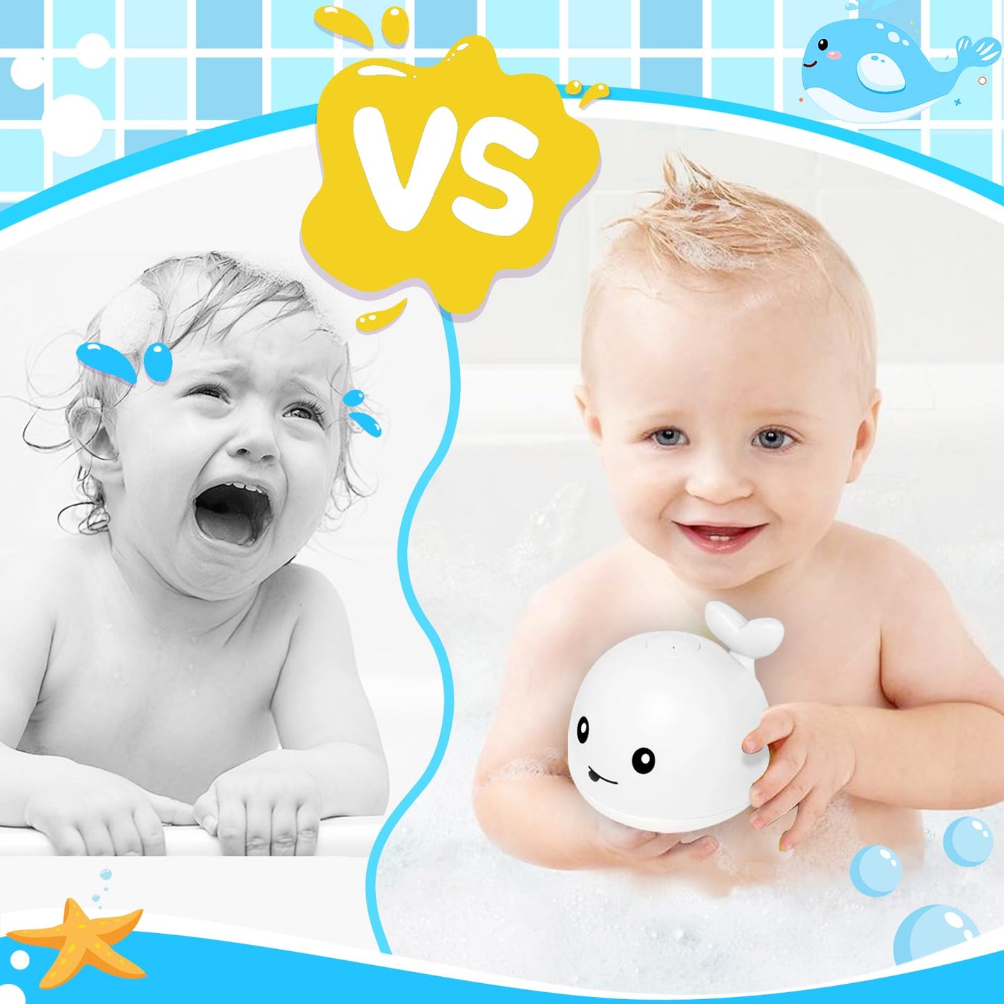 Tfs Topfans Whale Bath Toy Baby Gifts: Bath Toys For Toddlers 1-3 Sprinkler Light Up Bathtub Water Stuff Shower Newborn Boy Esse