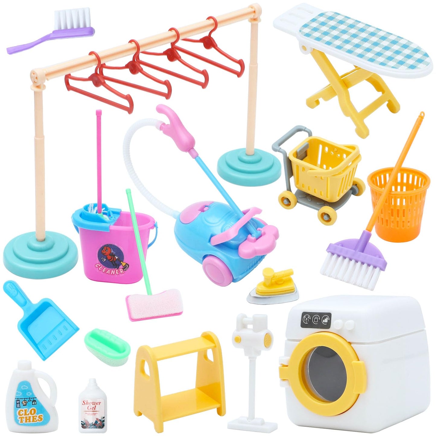 Sotogo 22 Pieces Doll Housework Cleaning Supplies Miniature Mini Dollhouse Accessories Dollhouse Furniture Decoration Accessorie
