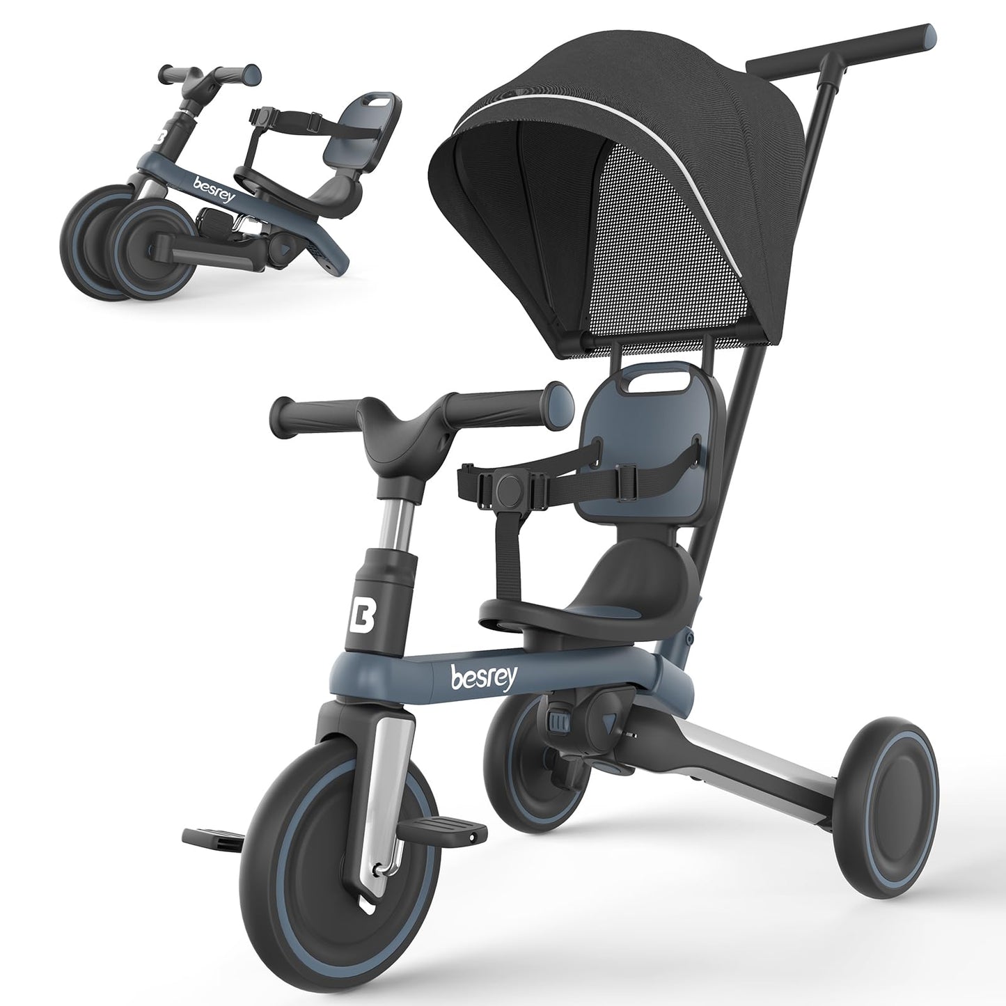 besrey Tricycle for Toddlers 1-3, Toddler Bike, Birthday Gifts and Toys for Boys and Girls, Toddler Tricycle with Push Handle an