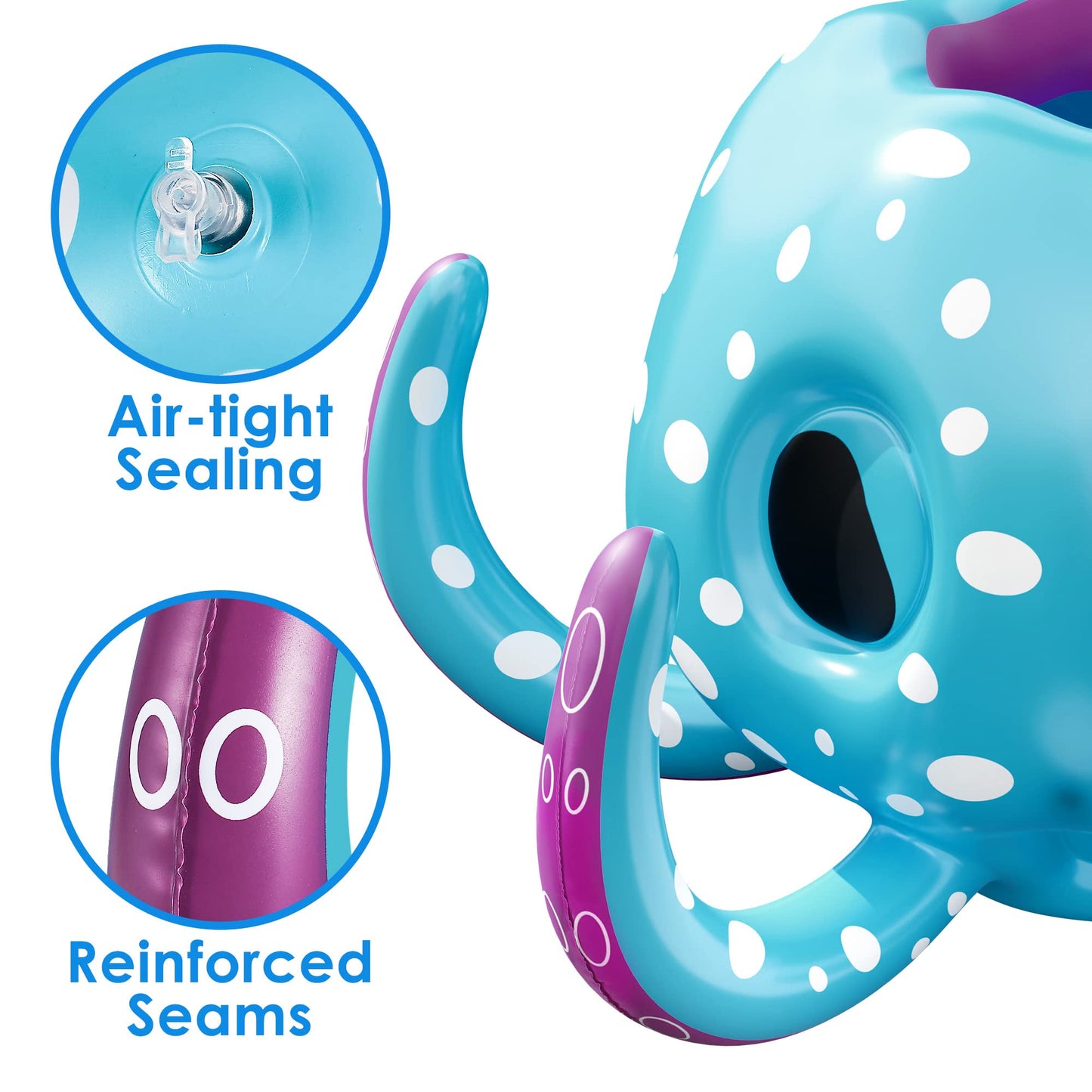 Iplay, Ilearn Pool Wave Kids Octopus Pool Toys, 2-In-1 Inflatable Float Water Game, Basketball Hoop Ring Toss Outdoor Swim Play, Cool Summer Family Party Gift 3 4 5 6 7 8 Year Old Boy Girl Child-Blue