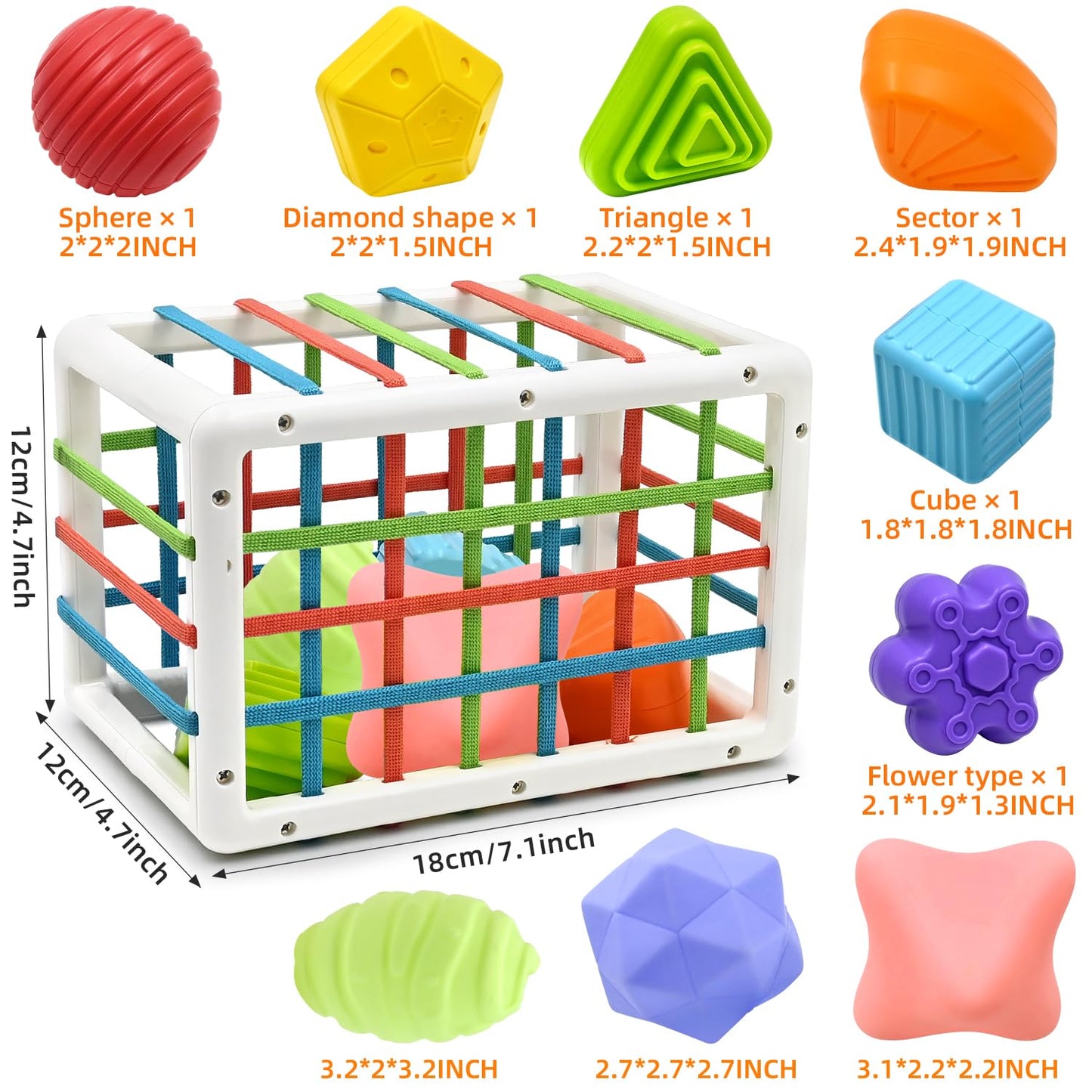 Aituitui Montessori Baby Toys For 1 Year Old Boy Girl Gifts, Shape Sorter Baby Toys 6 12 18 Months Early Learning Sensory Bin With 3 Soft Textured Balls, Toddlers Toy For Age 1 2 3 Autistic Children