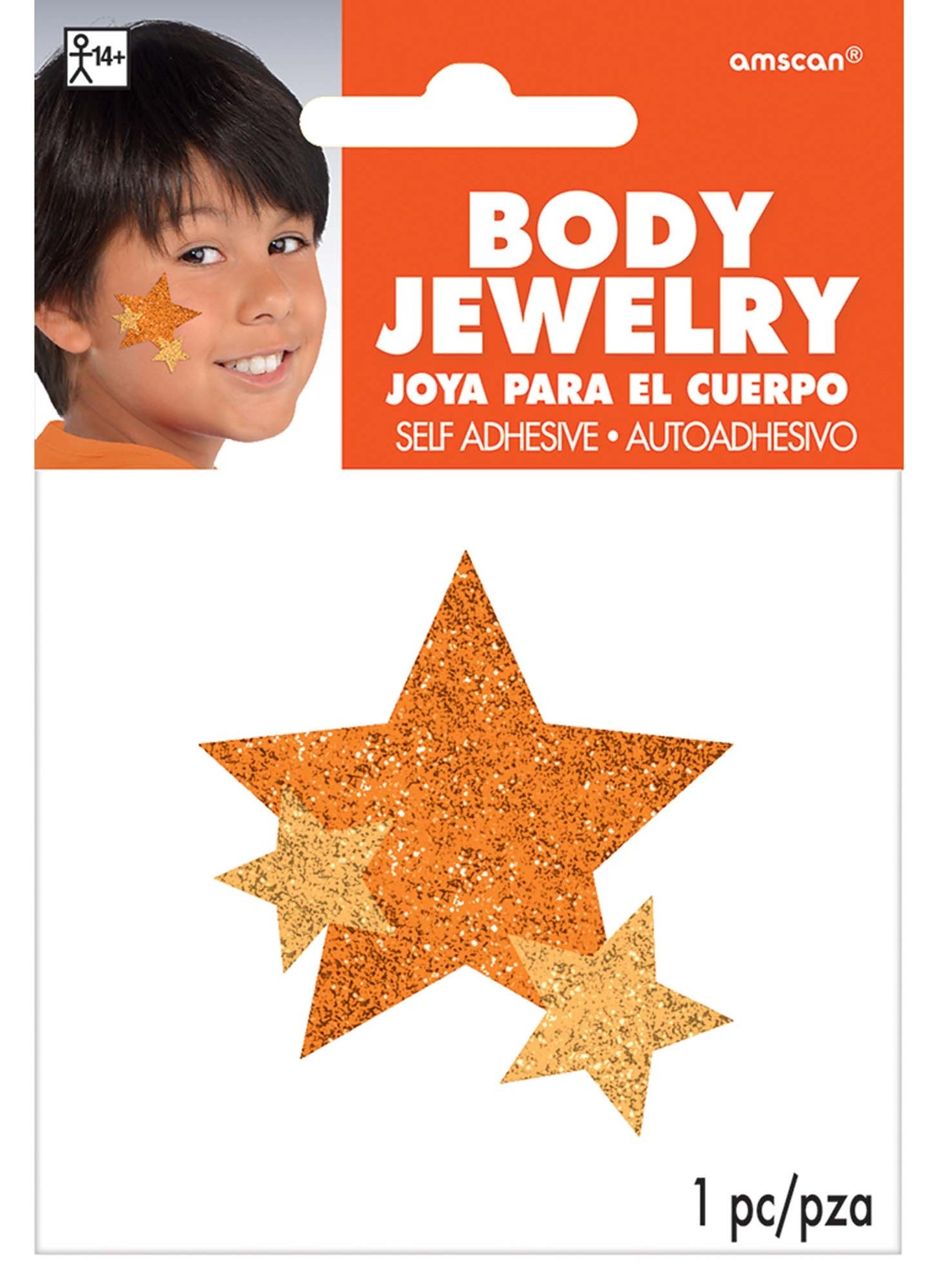 Orange Spirit Glitter Body Jewelry, Party Accessory