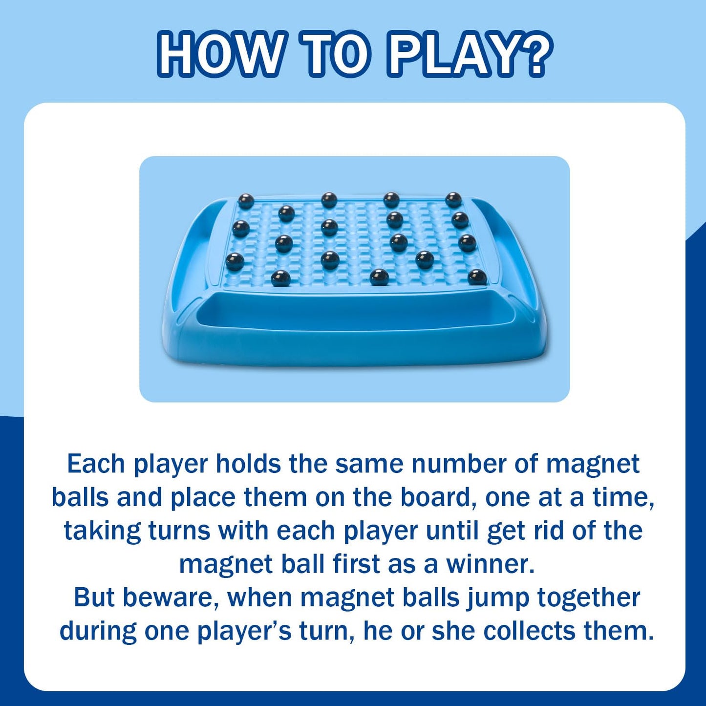 Hcusus Magnetic Chess Game, 28pcs Magnetic Stones, Fun for Kids & Adults, Blue, Model MG28-BLUE