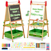 Funlio Anti-Warping Kids Art Easel, 3 Height Adjustable For Kids Aged 2-8, All-In-One Toddler Easel With Paper Roll & Erasable Frame, Standing Easel With Magnetic Chalkboard/Whiteboard (Green)