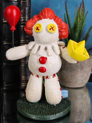Ebros Day Of The Dead Pinheadz Monster With Voodoo Stitches Figurine Halloween Collectible Fantasy Mythical Beings Undead Apocalypse Horror (Pennywise Clown It With Red Balloon And Ship)