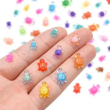 500 Pieces Tiny Turtles Family For Dollhouse Miniatures Luminous Resin Animals For Crafts Mini Animal For Fairy Garden Micro Lan