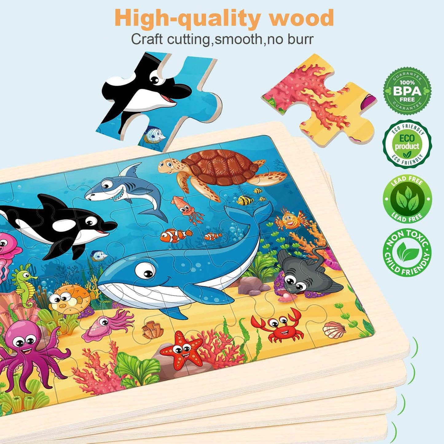 Large Puzzles For Kids Ages 4-6, 24 Piece Wooden Puzzles For Toddlers 3-4,Jigsaw Puzzles For Kids Ages 3-5,Preschool Educational
