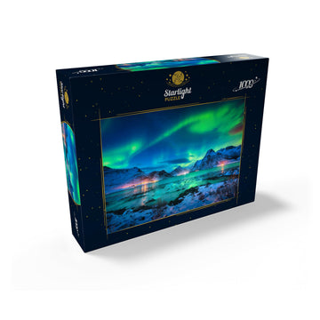 Mypuzzle Aurora Borealis Over Sea Coast, Lights At Night. Northern Lights On Lofoten Islands, Norway - Premium 1000 Piece Jigsaw