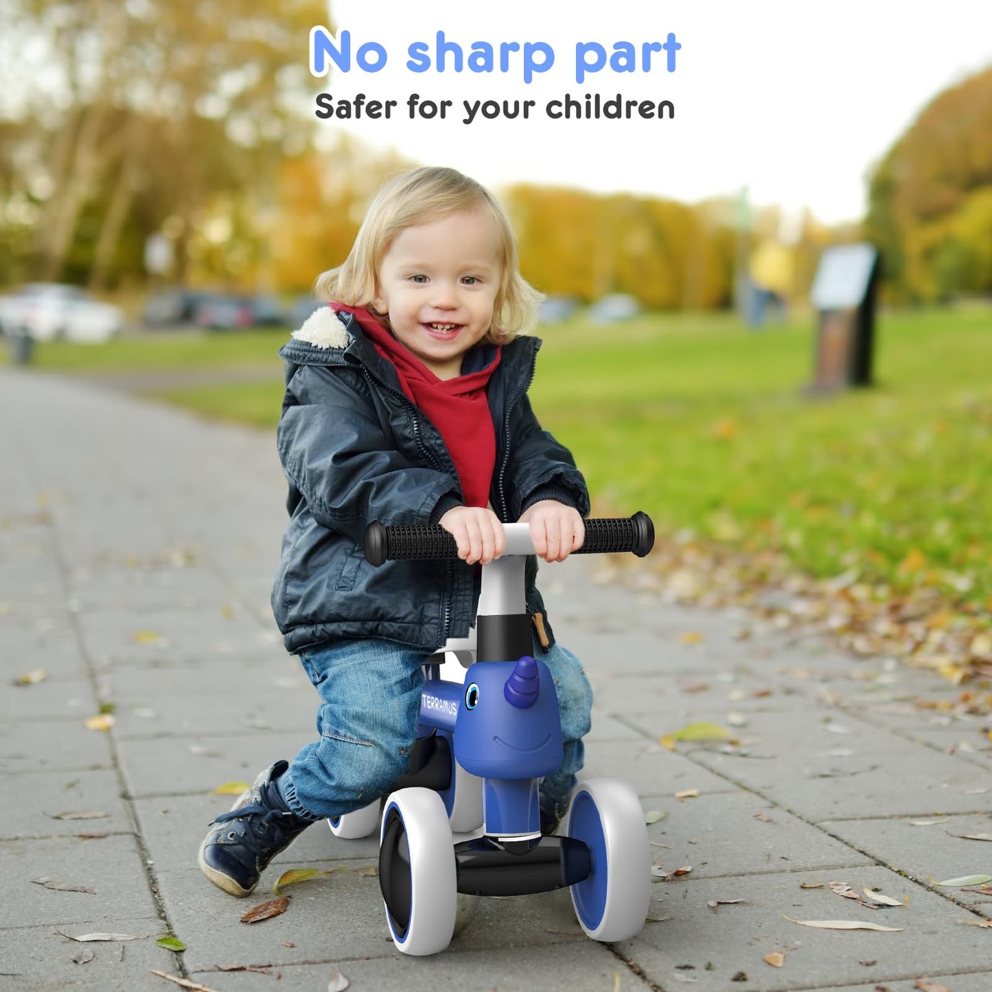 TERRAMUS Baby Balance Bike for 1 Year Old Gifts Boys Girls - Toys for 12-24 Month Toddler Balance Bike, No Pedal 4 Wheels Infant