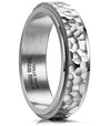King Ring 6mm Spinner Hammered Ring - Stress Relief Fidget Ring for Men & Women K39V2 - Silver 06