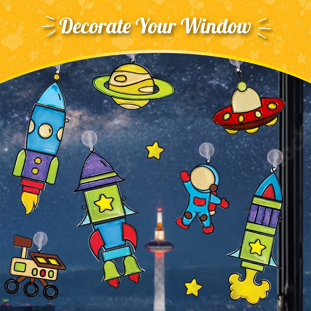 Imagimake Window Art For Kids - Rocket | Suncatcher Kits For Kids, Arts And Crafts For Kids Ages 6-8 | Irthday Gifts For 5 6 7 8 9 10 Years Old Boys & Girls | Easter Gifts For Kids | Easter Toys