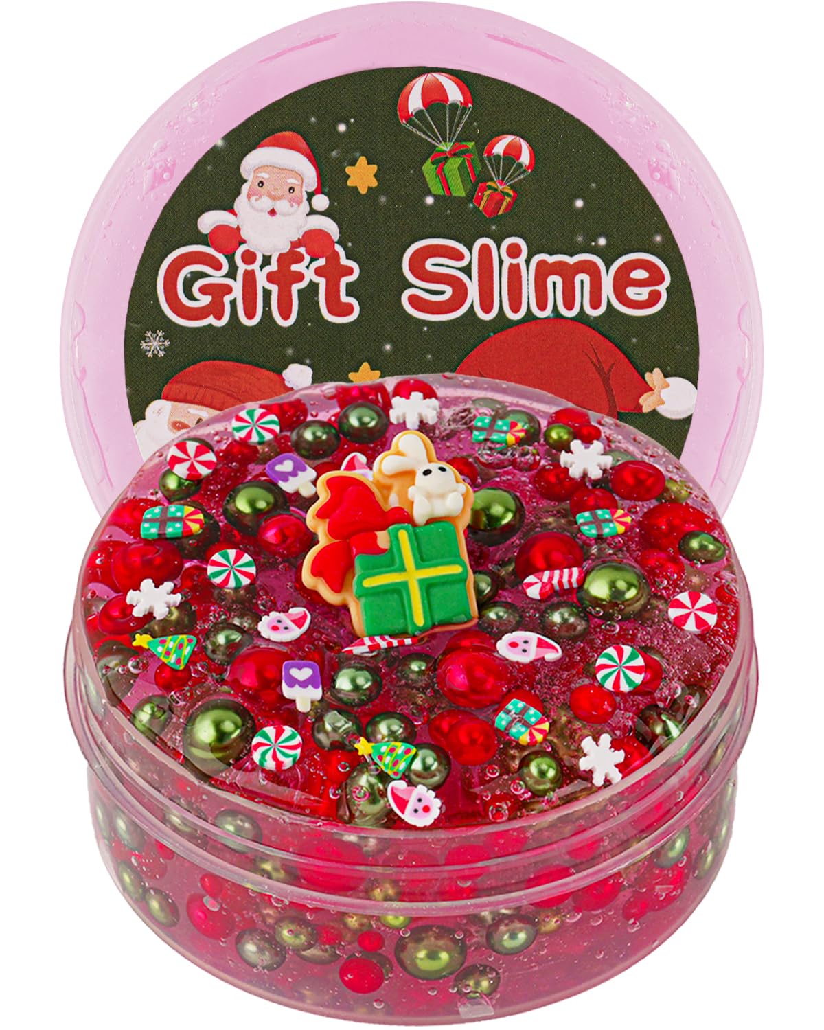 Green & Red Pearl Bead Slime, Good Stretchy & Non-Sticky Crunchy Slime, Slime Party Favors For Kids, Slime Sensory Toys, Girls G