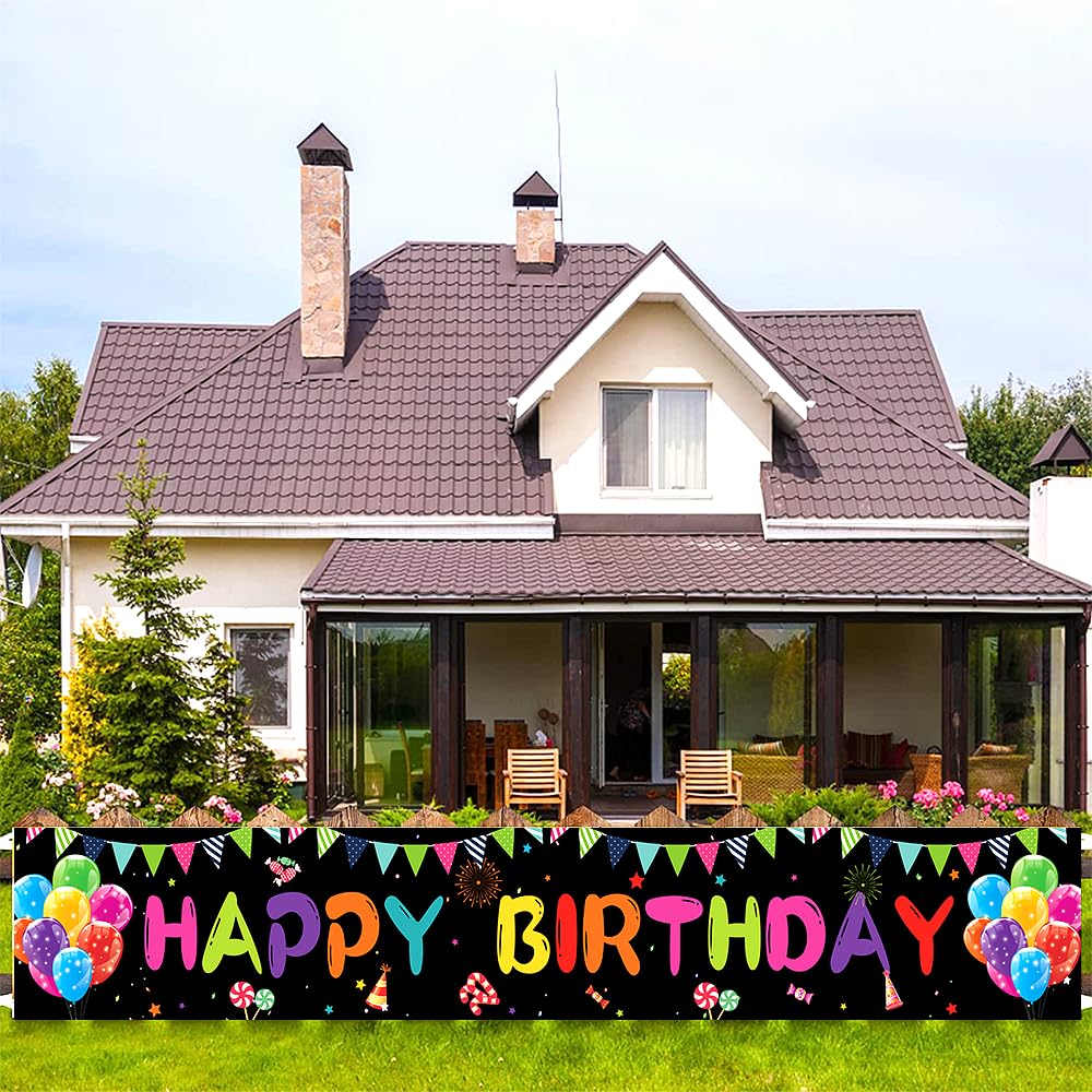 Happy Birthday Yard Banner 118x19.7 inches, Happy Birthday Decorations, Large Happy Birthday Yard Sign Backdrop, Birthday Party