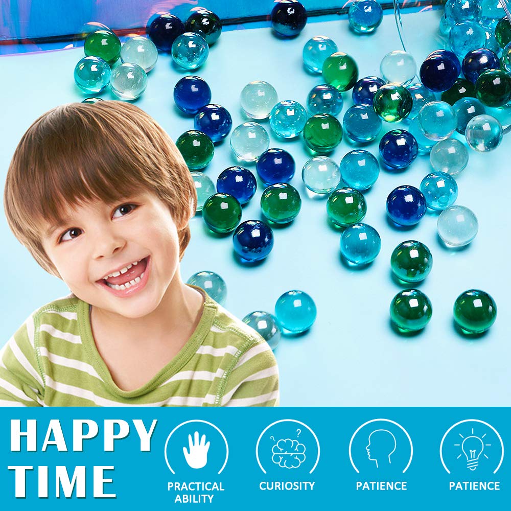 Powerking 100 Pieces Clear Glass Marble, 10/16 Inch Marble Toy For Kids For For Kids For Filling Vase/Chinese Checker/Aquarium/G