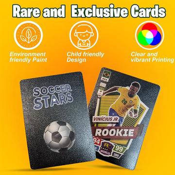 Soccer Trading Cards 2025-26 | 3 Packs - 33 Collectible Cards for Fans & Players Black Gold & Silver Soccer Mystery Cards Packs Different Cards in Each Set - Try & Collect Them All