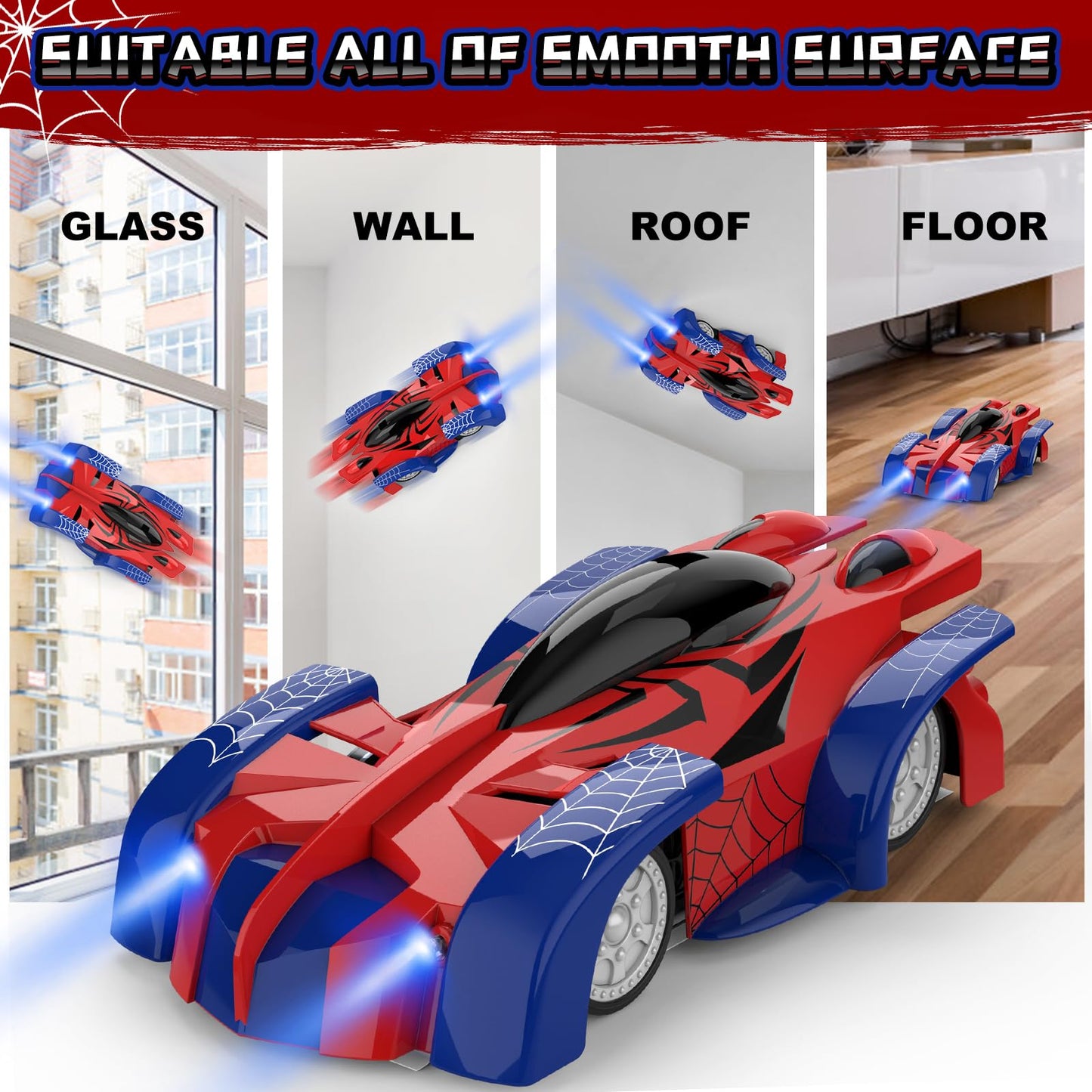 Aomifmik Wall Climbing Remote Control Car, 360 Rotating RC Stunt Car with Headlight, Rechargeable RC Car Toys for 3 4 5 6 7 8-12