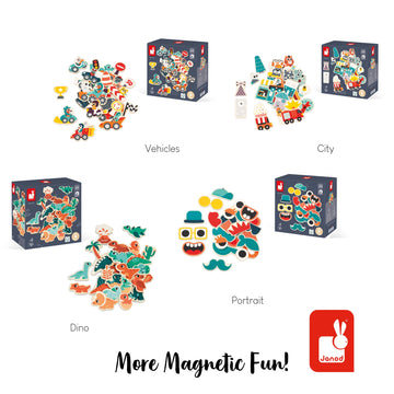 Janod Wooden Magnets - Imagination and Creativity Sets (Funny Faces)