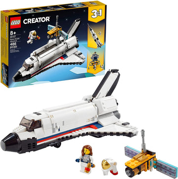LEGO Creator 3in1 Space Shuttle Adventure Building Kit, 486 Pieces, Multicolor, Model 6333043, Fun Toys for Kids Who Love Rockets