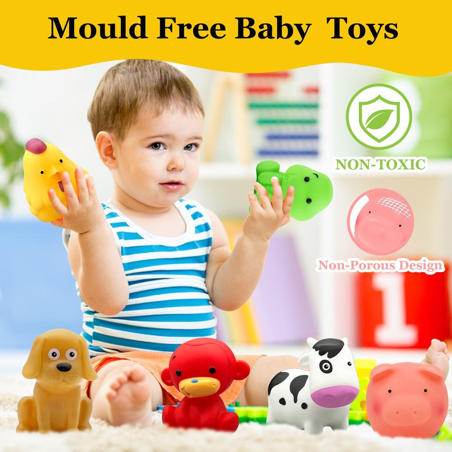 Mold Free Baby Bath Toys - No Hole Bath Toys For Kids Ages 1-3 | Floating Toys | Bathtub Tub Pool Water Table Toys | Toddler Infant Gifts | Baby Toys 6-12-18 Months | 1 2 3 Year Old Girl Boys Gifts