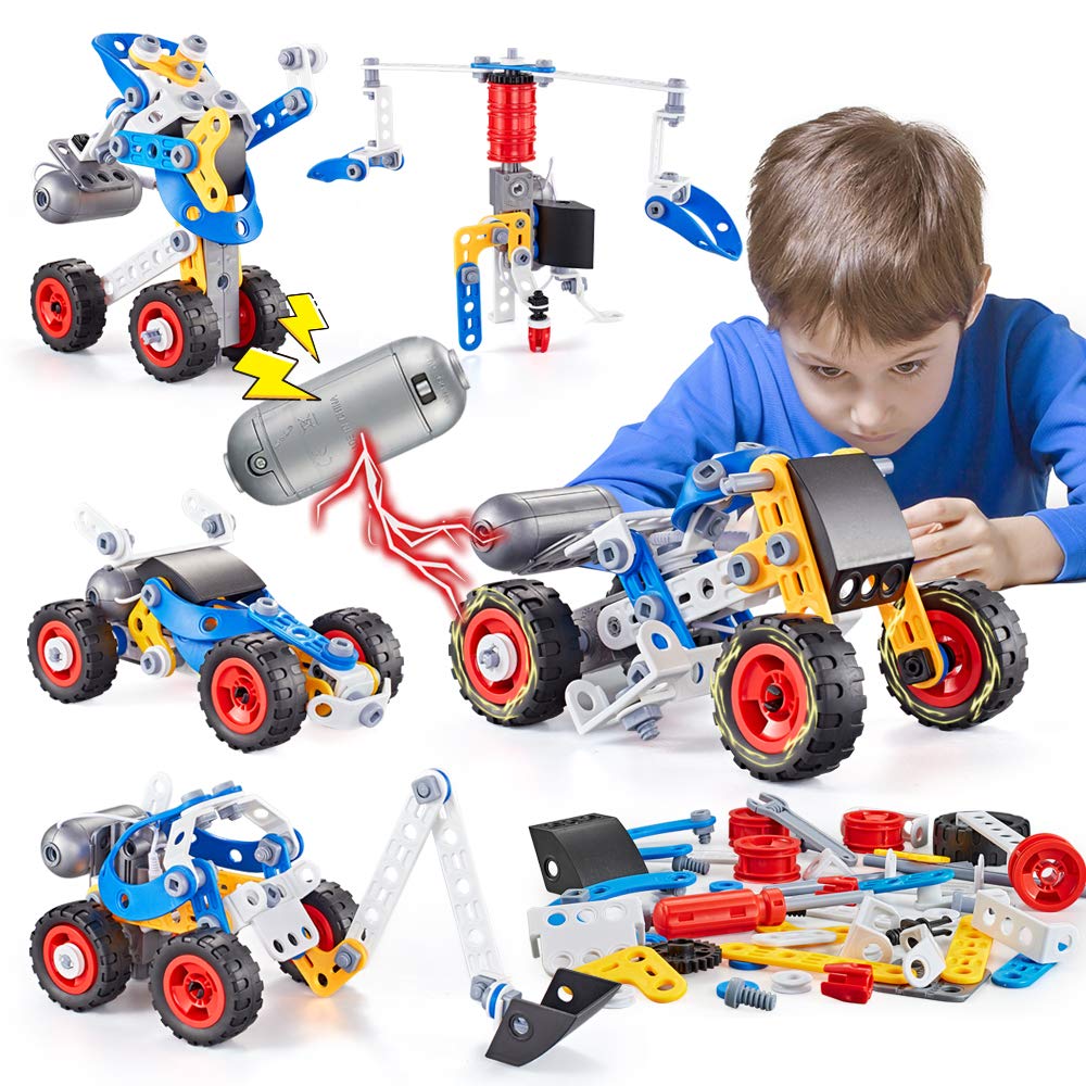 Erector Set For Boys 6-12, Building Toys For Kids Ages 4-8, 5 In 1 Stem Toys Ages 4-7 With Electric Power Motor, Construction To