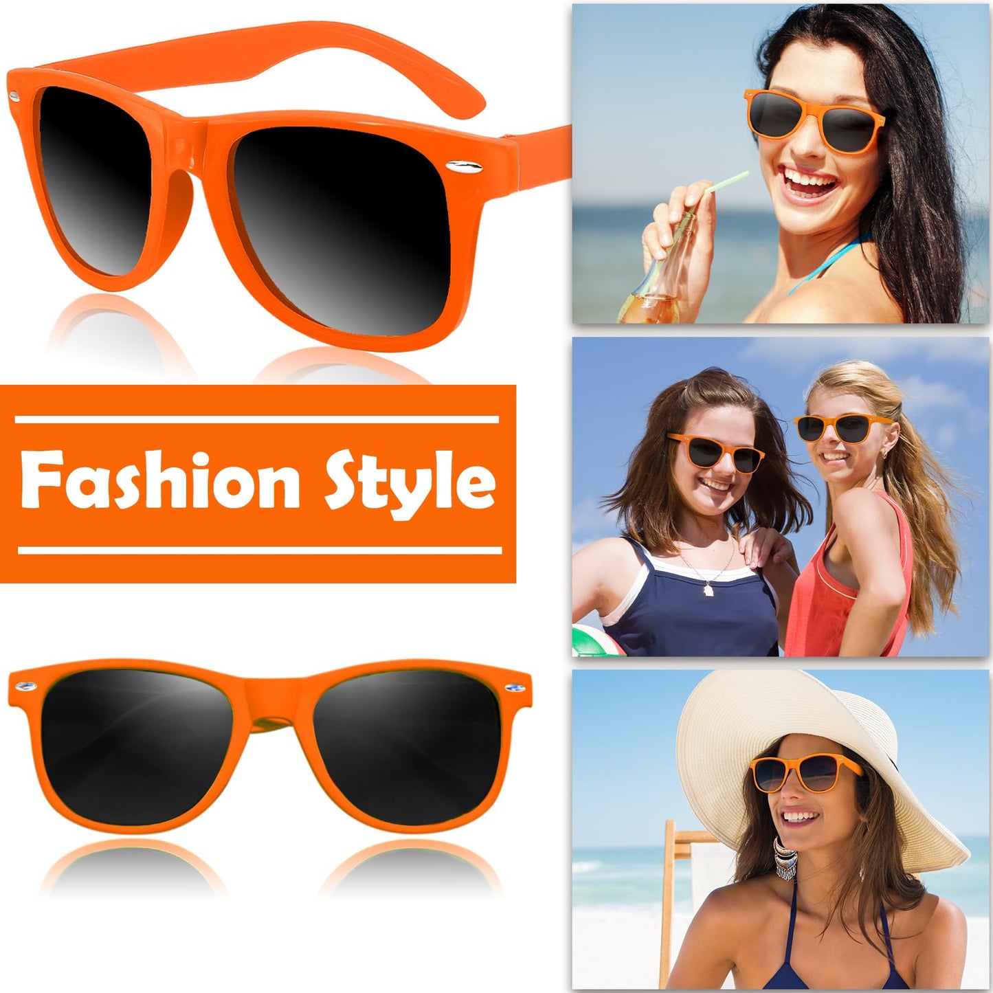 Oleitodh 60 Pack Orange Party Sunglasses Kids Bulk For Birthday Party Favors Goody Bag Fillers For Beach Pool Party For Teens Ad