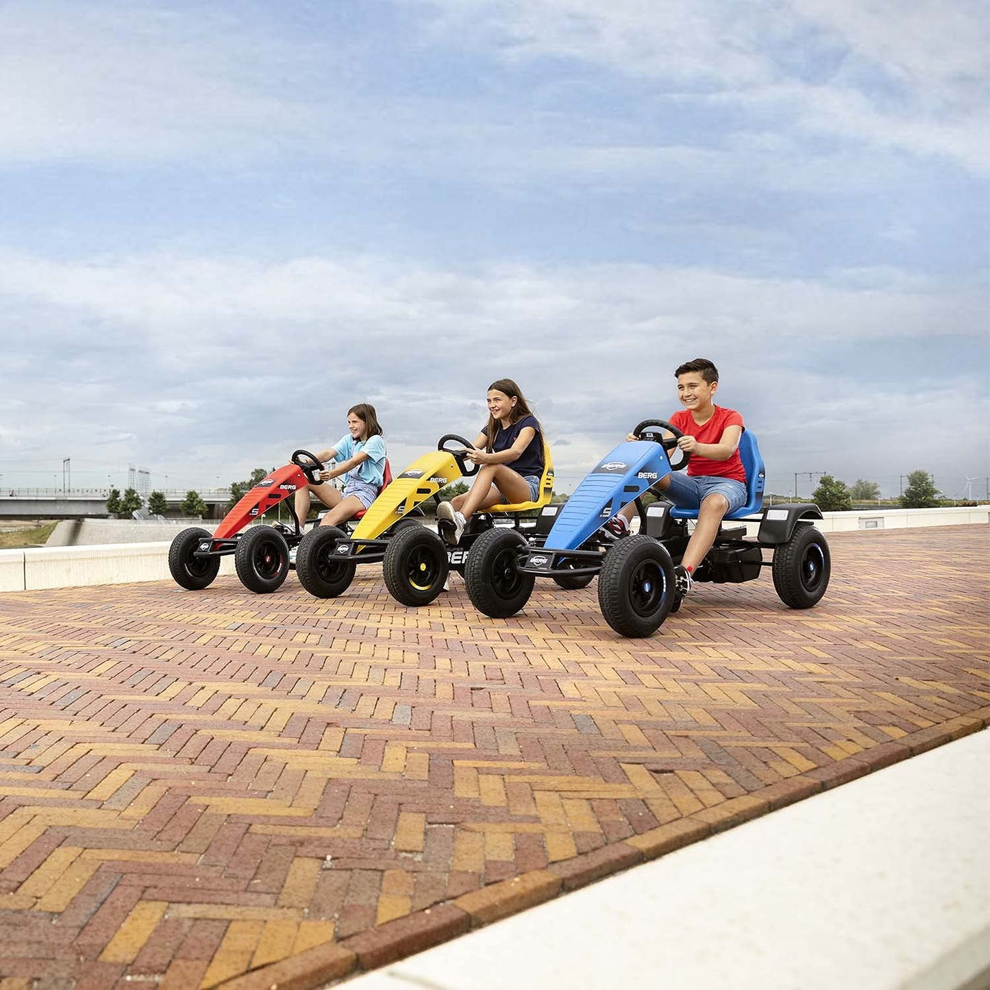 BERG Pedal Kart with XL Frame B.Super Yellow BFR | Childrens Vehicle, Pedal car with Adjustable seat, with Freewheel, Children